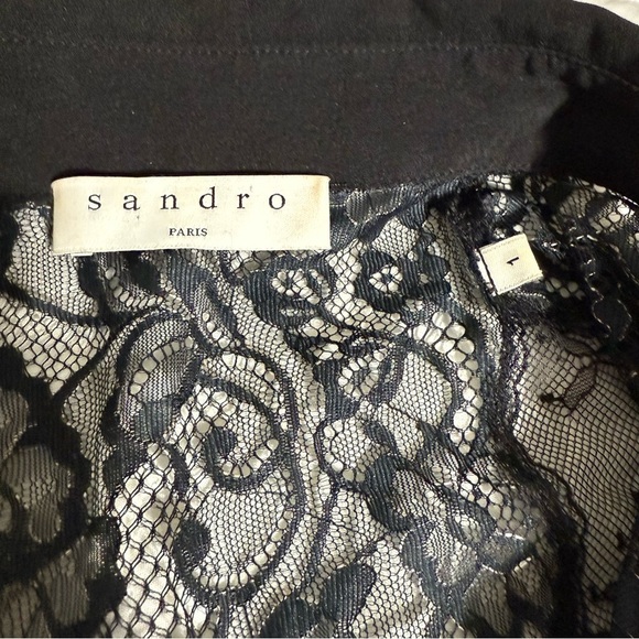 Sandro Black and Cream Long Sleeve Dress - Picture 14 of 16